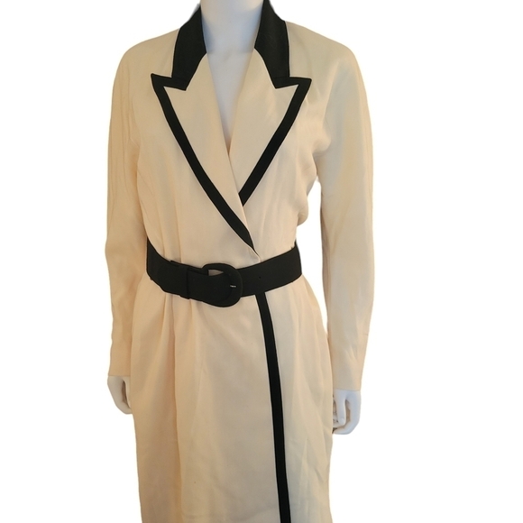 Vintage Ellen Tracy Wool Dress Black White 4 - Picture 1 of 5